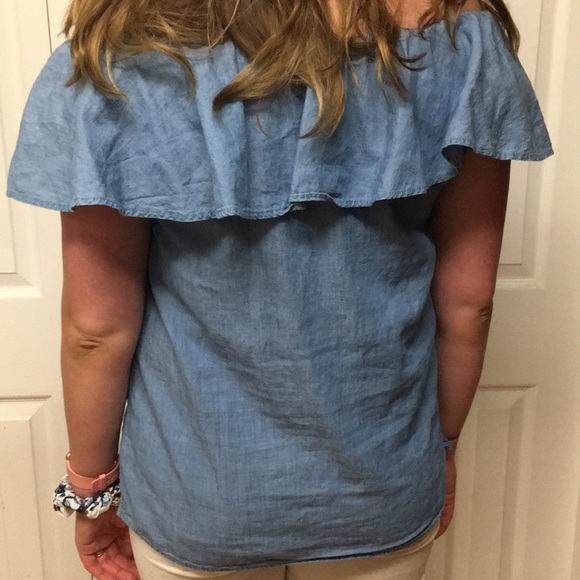 Denim off the shoulder top - Picture 2 of 3